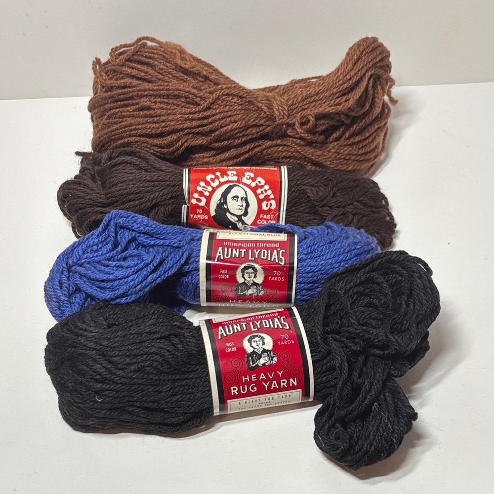 Vintage Heavy Rug Yarn - Brown, Blue, Black